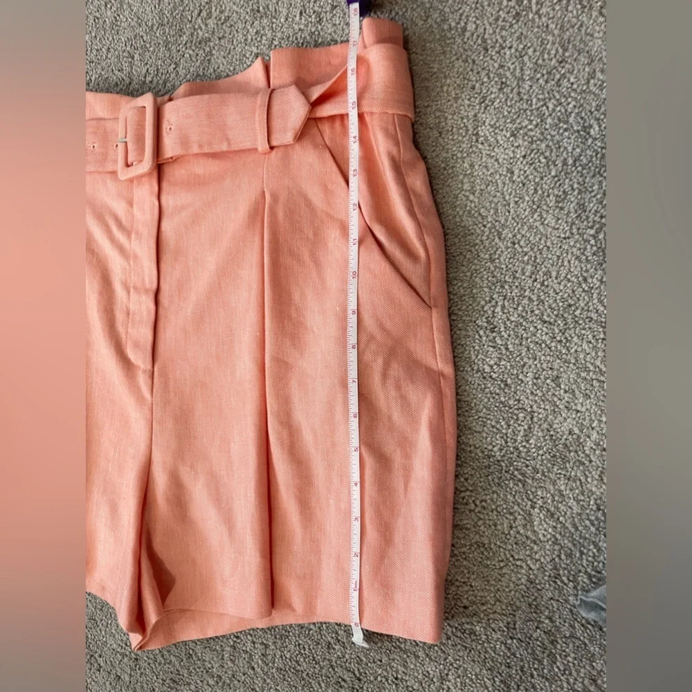 NWT Veronica Beard|| Ashford Belted Shorts in coral Size 14 linen Paper Bag